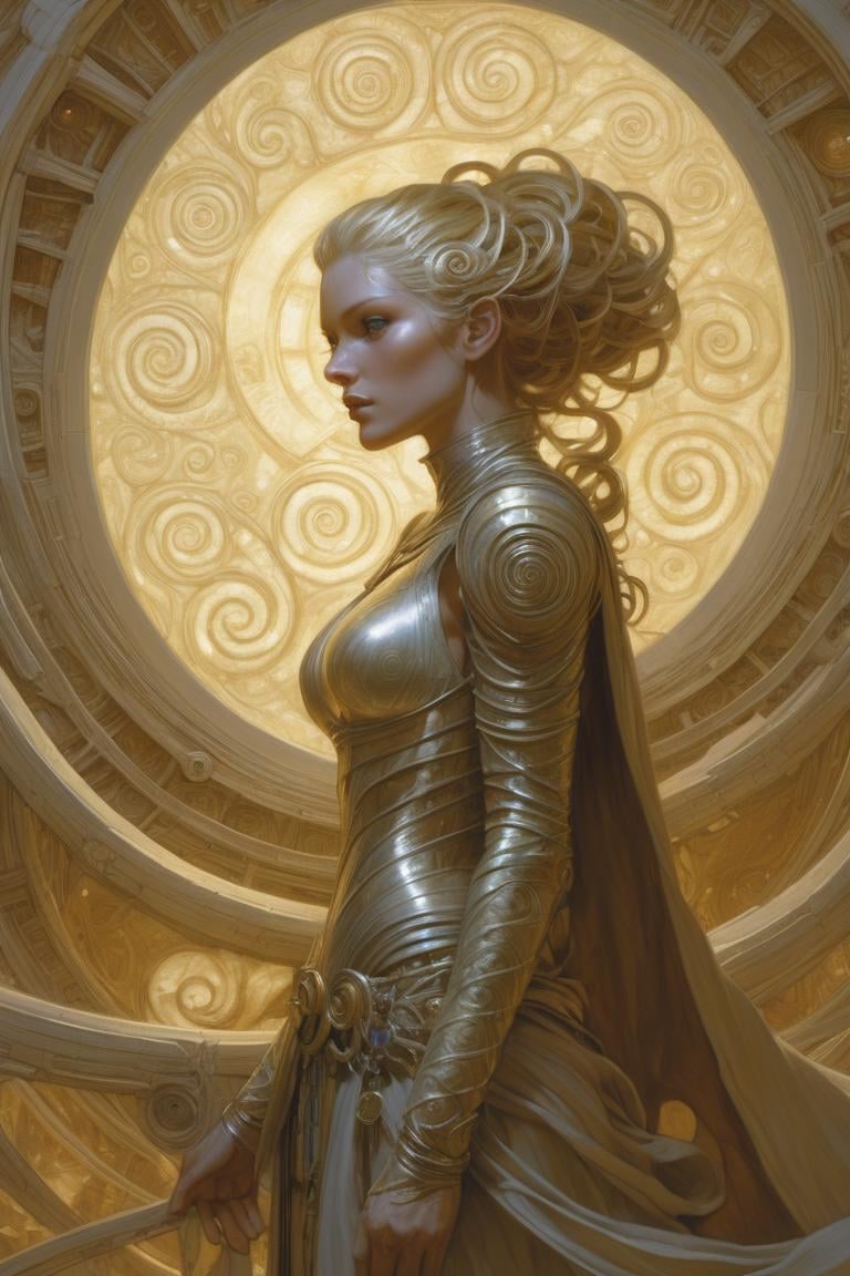 detailed, One Color, two colors, Side lighting, "The Empire of The arcane", Donato Giancola, Spirals