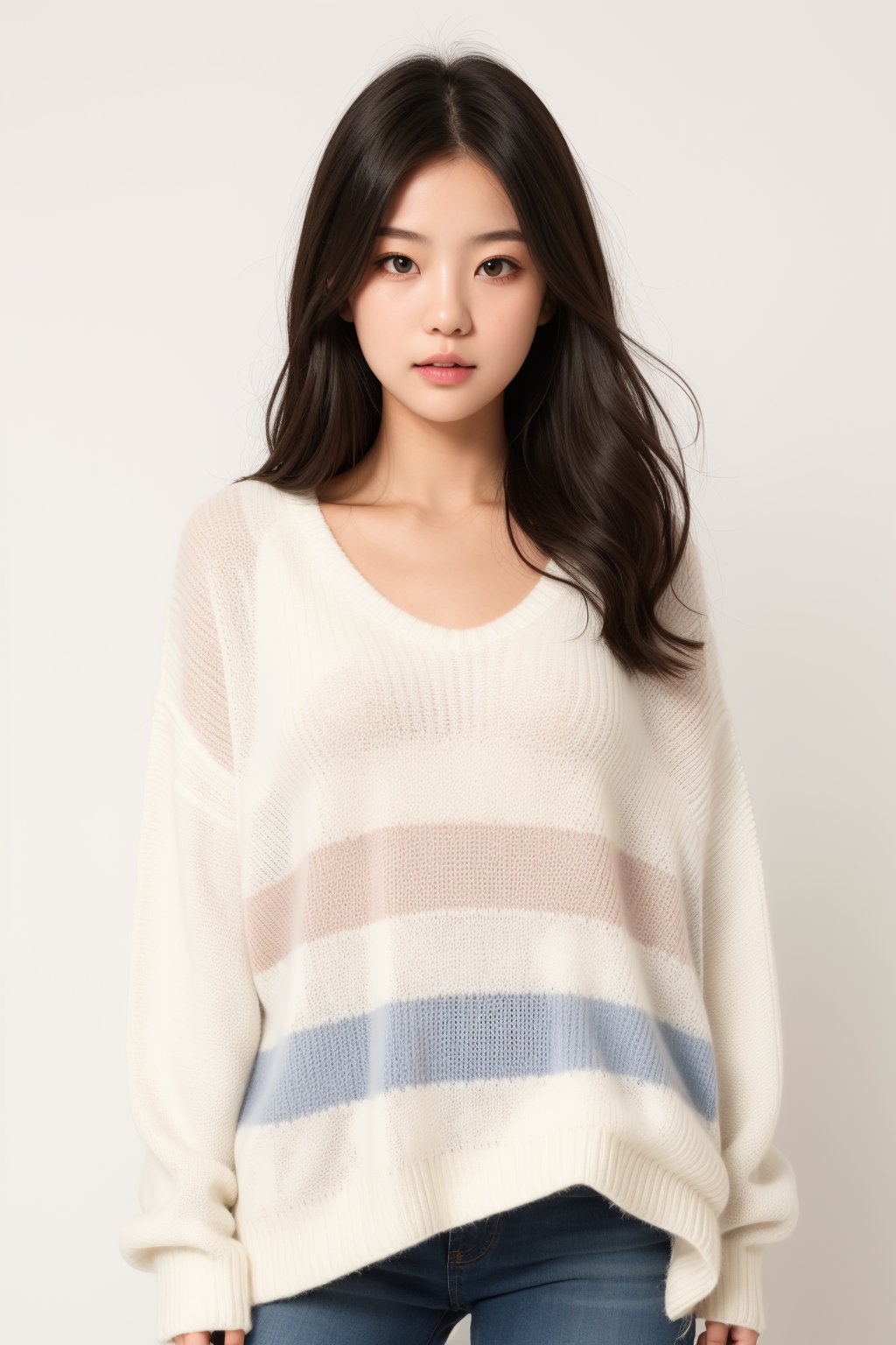 1girl,sweater,white background,