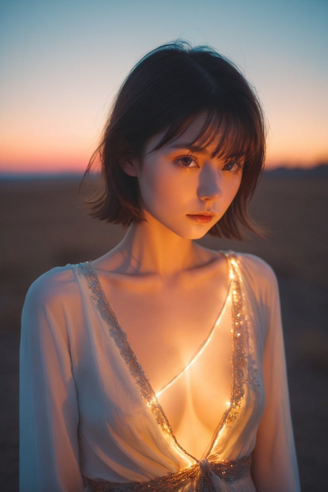 1girl sunset detailed, surreal dramatic lighting shadow (lofi, analog, kodak film) by Brandon Woelfel Ryan McGinley, Fairy