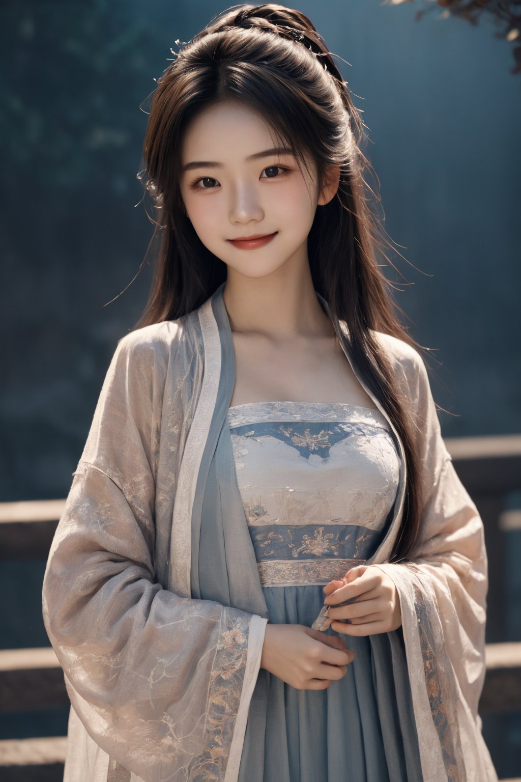 chang,long sleeves,wide sleeves,Ultra-high skin detail,Perfect facial details,cinematic lighting,chiaroscuro,super detail,award winning,best quality,FilmGirl,85mm,1girl,18 years old,little cry,the abovehalf body,Lolita,Beautiful body,smile,