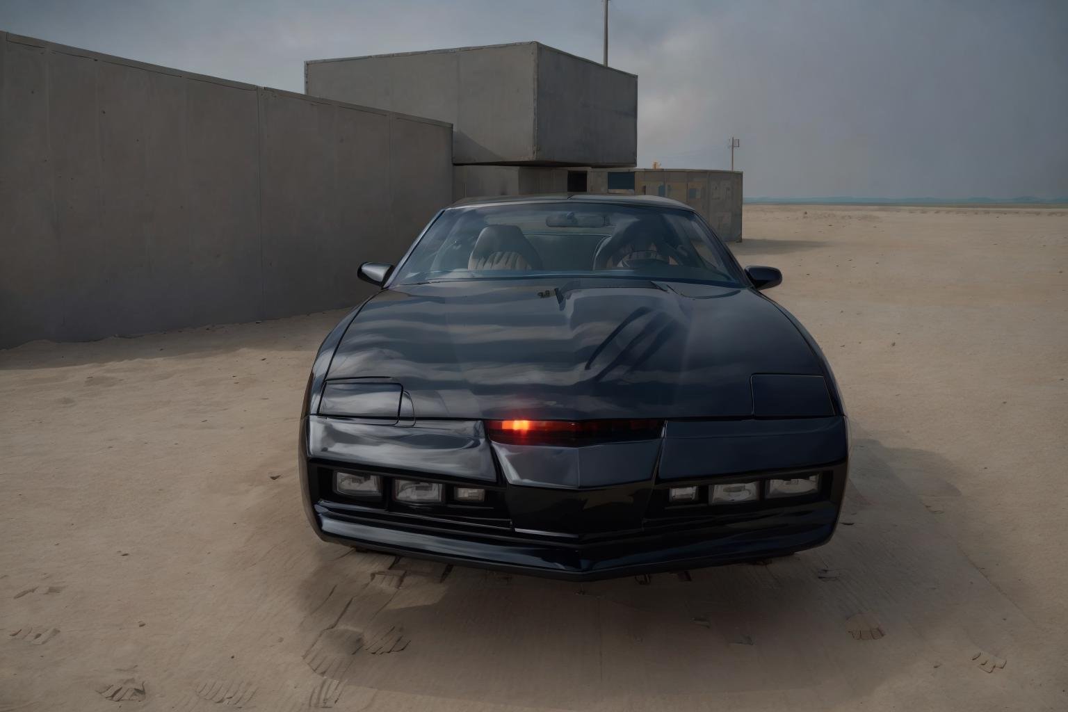 <lora:LoHa_SuperKittV2:0.9> sprkttRecreate K.I.T.T. from Knight Rider with the utmost attention to detail and in the highest possible quality. Generate an 8K-resolution image that features K.I.T.T. against a spectacular and awesome background, designed to capture the essence of the iconic series. Utilize atmospheric volumetric lighting to emphasize the car's legendary design and create a scene that pays homage to the dynamic visuals of Knight Rider. Strive for the highest quality and detail, ensuring that the final shot is a masterpiece that truly does justice to the legendary vehicle and the spirit of the series, Over-the-shoulder shot 