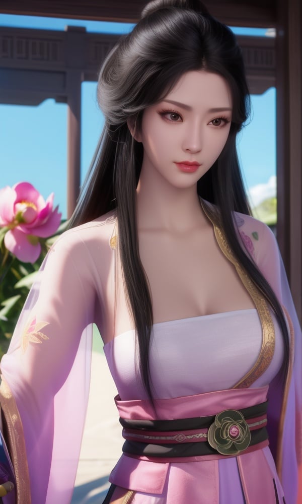 (,1girl, ,best quality, )<lora:DA_南宫婉-凡人修仙传:0.8>,, ,masterpiece, fantasy, realistic,science fiction,mole, ultra realistic 8k cg, ,tamari \(flawless\),  medium breasts  ,peony \(flower\),       (()), (),