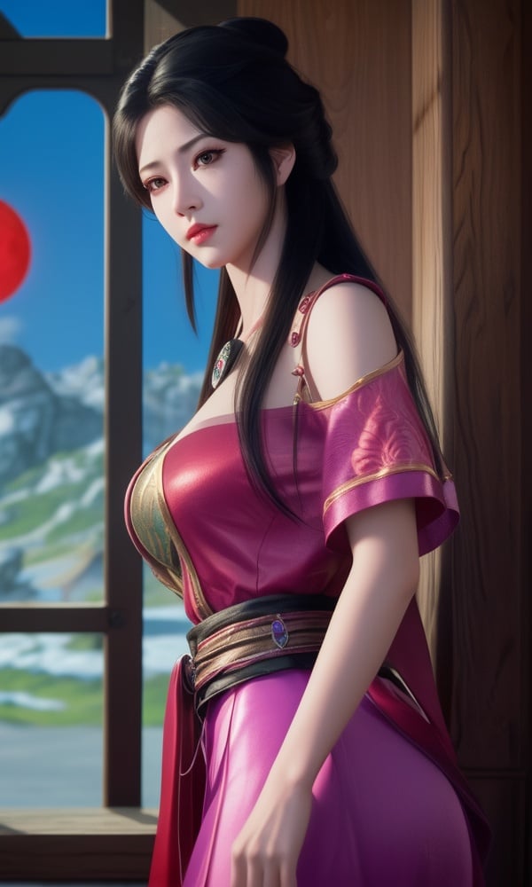 (,1girl, ,best quality, )<lora:DA_南宫婉-凡人修仙传:0.7>,, ,masterpiece, fantasy, realistic,science fiction,mole, ultra realistic 8k cg, ,tamari \(flawless\),  medium breasts,red moon, black rose,     (()), (),