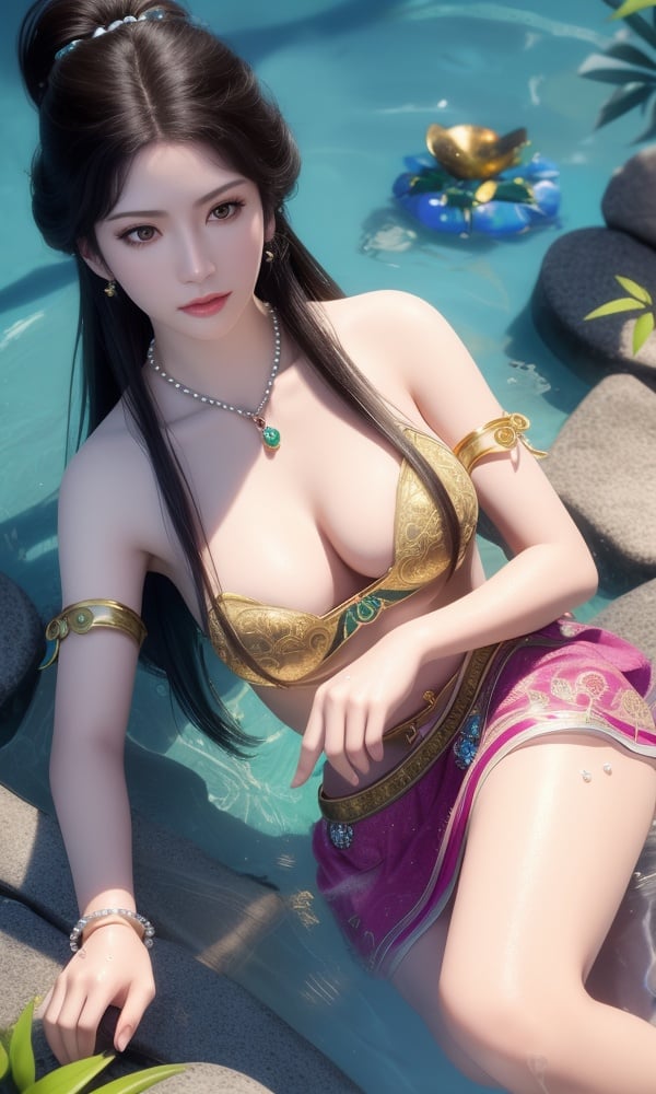 (,1girl, ,best quality, )<lora:DA_南宫婉-凡人修仙传:0.7>,, ,masterpiece, ((((1girl, solo, medium breasts, ,solo focus, lying on water, )))) (()), (), ,ultra realistic 8k cg, flawless, clean, masterpiece, professional artwork, famous artwork, cinematic lighting, cinematic bloom, perfect face, beautiful face, fantasy, dreamlike, unreal, science fiction, luxury, jewelry, diamond, gold, pearl, gem, sapphire, ruby, emerald, intricate detail, delicate pattern, charming, alluring, seductive, erotic, enchanting, hair ornament, necklace, earrings, bracelet, armlet,halo,