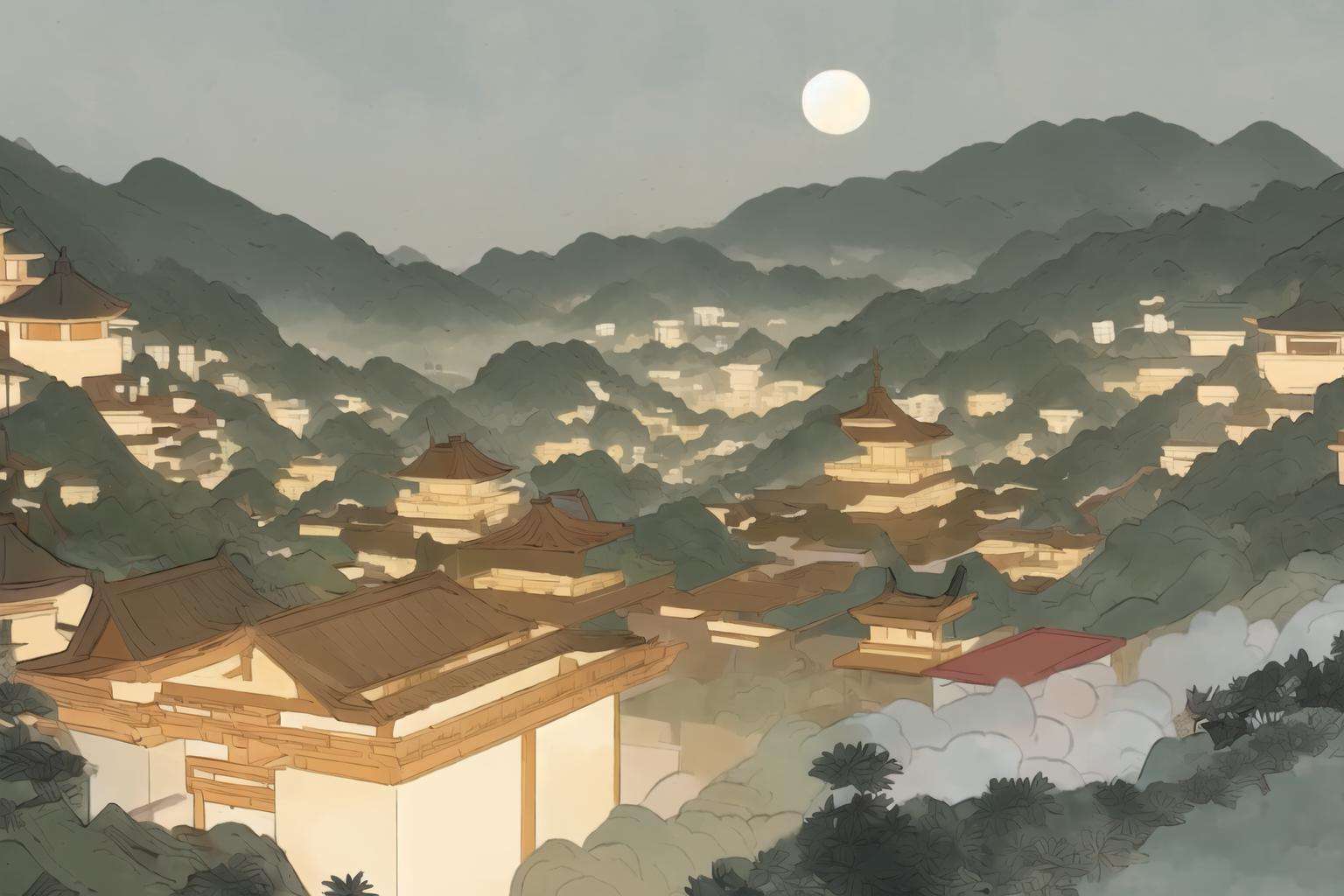 (masterpiece, best quality:1.2), (1girl), chinese lantern, (full moon), mid-autumn festival, trompe-l'œil illusionistic detail, imaginative fantasy landscapes, storybook illustrations, <lora:GFPM-000004:1>, <lora:WuMo2:0.2>,