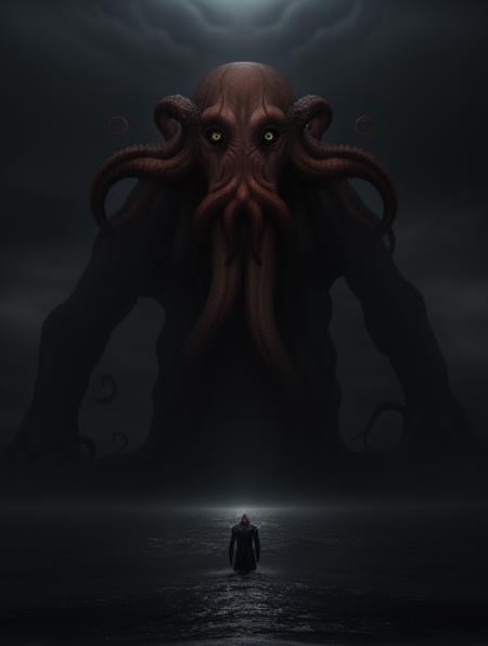 <lora:lvcrftn-000004:1> lvcrftn AND giant cthulhu looming, glowing eyes, misty horizon AND <lora:LowRa:0.75> 