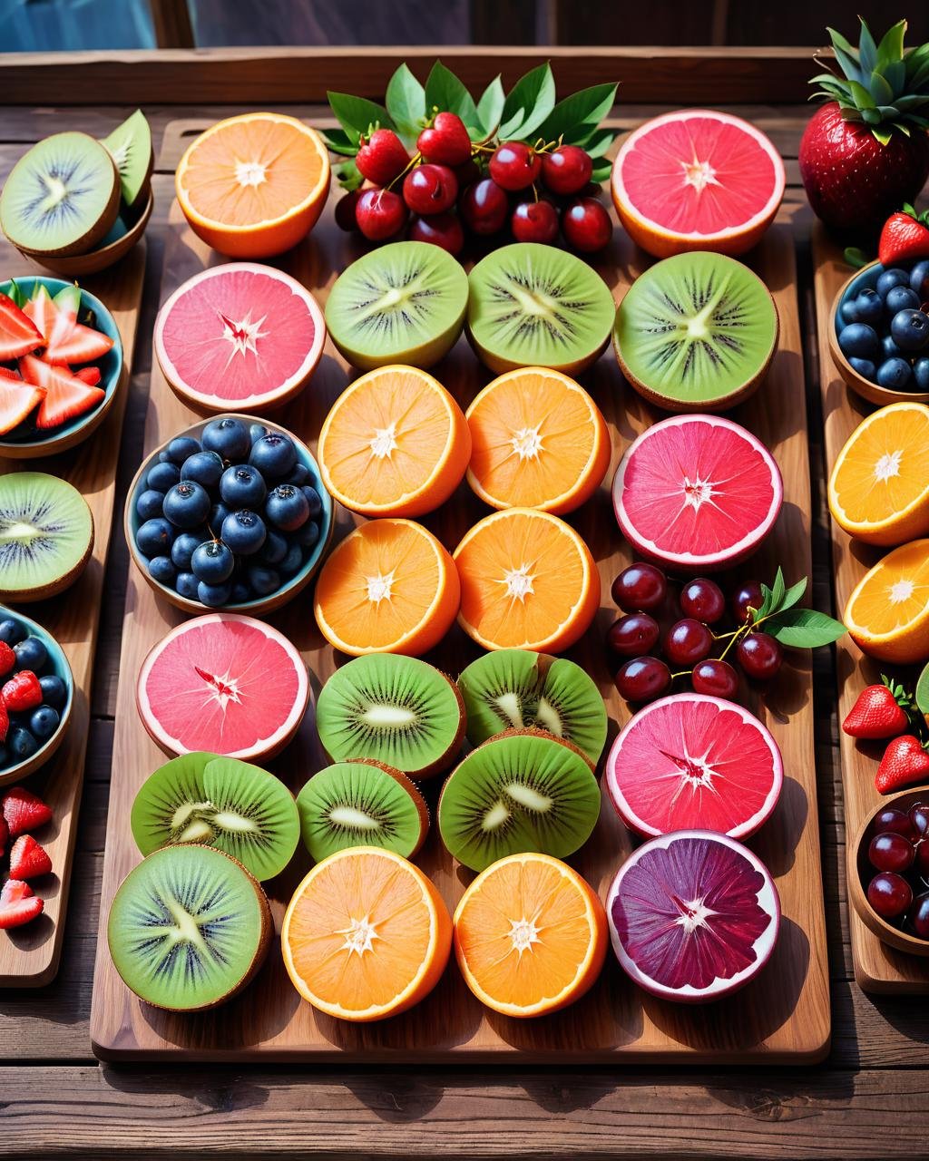 Dreamscape <lora:FF-MJ-Week2-Hot:1> a tray of fruit on a wooden board, colored fruit stand, plates of fruit, healthy, high quality food photography, yummy, amazing food photography, vivid vibrant colors, fresh fruit, natural morning light, shutterstock, vibrant and powerful, vibrant vivid colors, rich colourful, fruits, istock, stock photo, gems and diamond for fruit, stock image, vibrant colors . Surreal, ethereal, dreamy, mysterious, fantasy, highly detailed