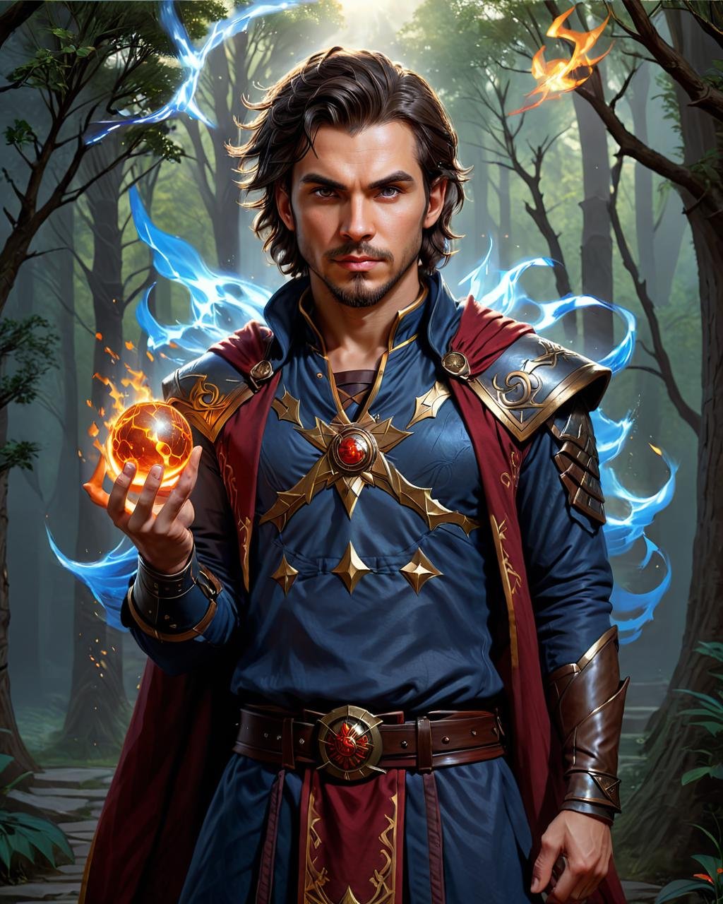 Hyperrealistic art <lora:FF-MJ-Week2-Hot:1> a man holding a fireball in his hand, portrait of a mage, dnd character art portrait, picture of a male cleric, rpg portrait concept art, d & d character portrait, epic rpg portrait, portrait of a dnd character, dnd character concept portrait, painted by andreas rocha, an arcane wizard casting a spell, dnd character portrait, roleplaying game art . Extremely high-resolution details, photographic, realism pushed to extreme, fine texture, incredibly lifelike