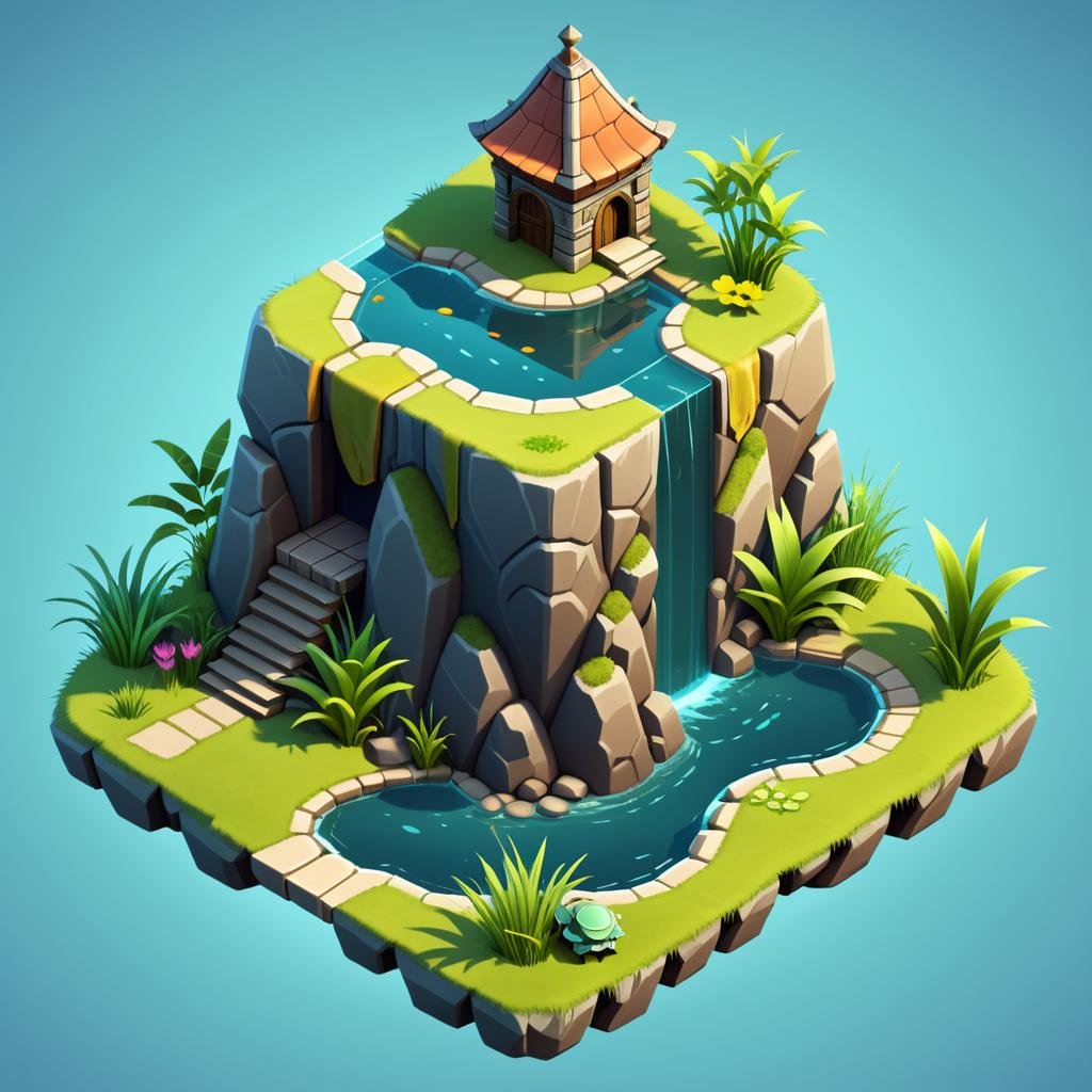 isometric style <lora:Island_Generator_Update:1> a small island with a lot of plants and grass, stylized game art, isometric game art, isometric 2 d game art, isometric game asset, isometric island in the sky, game asset, stylized 3 d, 3 d render stylized, isometric 3d fantasy turtle, mobile game art, stylized concept art, stylized 3d render . vibrant, beautiful, crisp, detailed, ultra detailed, intricate