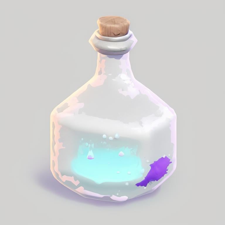 a potions with white liquid in it,rpg, game asset, rpg