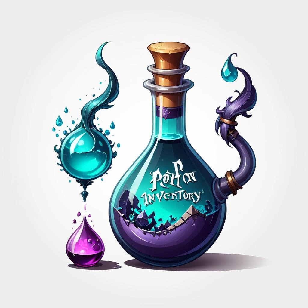 Typographic art <lora:FF_Potion_Generator:1>, potion, Potion Game Asset Inventory art, on a white background <lora:FFusionXL-SDXL-Potion-Art-Engine-LyCORIS-LoKR-v1:0.1> . Stylized, intricate, detailed, artistic, text-based