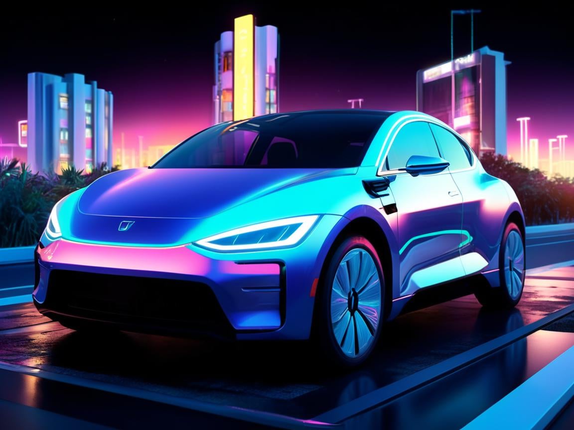 neonpunk style electric car , digital art, Supple (Beehive:1.3) of Knowledge, reeds with Juniper, ultrafine detailed, Flustered, Chibi Anime, moody lighting, Fish-eye Lens, Colorless, award winning, (art by Tristan Eaton:1.2) ,art by WLOP, 4k, highly detailed,  <lora:FF-We-Are-Electric-XL-Cr2-v0564-FA:1> <lora:FF-Midj-Top-v0565:0.29> <lora:FF-Midj-Rise-v0564:0.1> <lora:FF-Midj-Last-v0563:0.11> <lora:MidJ_Last_500_-_Experiment:0.21> <lora:FF-Midj-Top-v0564-FA-TX:0.4> . cyberpunk, vaporwave, neon, vibes, vibrant, stunningly beautiful, crisp, detailed, sleek, ultramodern, magenta highlights, dark purple shadows, high contrast, cinematic, ultra detailed, intricate, professional