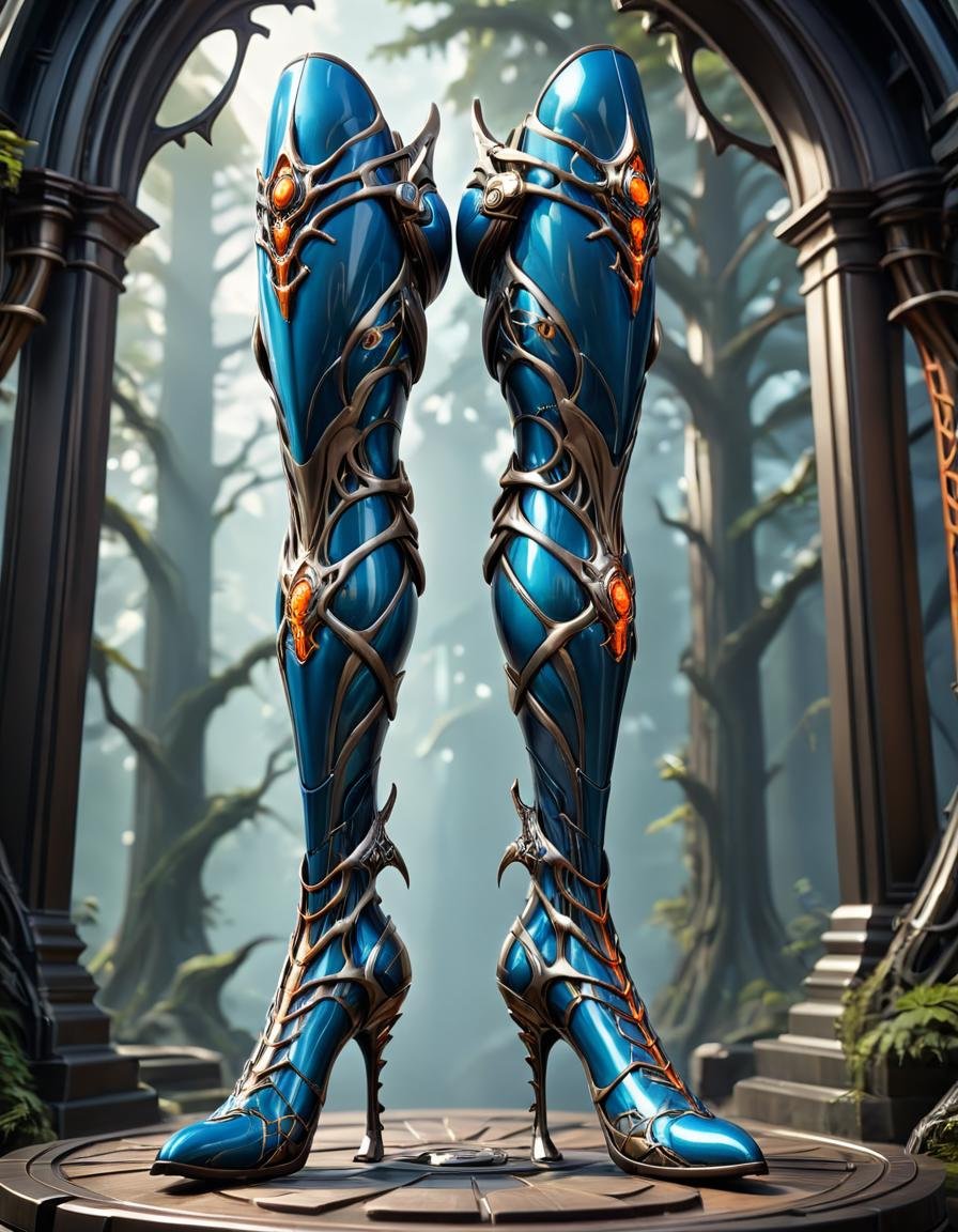 Abstract style <lora:LatexID_-_Ai_Heels:1> a pair of high boots with a lot of detail, sleek dragon legs, detailed legs towering over you, detailed legs looming over you, thick smooth warframe legs, cybernetic legs, detailed legs, silver insect legs, thick warframe legs, detailed sharp robot dragon feet, detailed robot dragon feet, intricate ornate anime cgi style, intricate fractal armor blurry background, Extremely high-resolution details, photographic, realism pushed to extreme, fine texture, incredibly lifelike . Extremely high-resolution details, realism pushed to extreme, fine texture, incredibly lifelike . Non-representational, colors and shapes, expression of feelings, imaginative, highly detailed