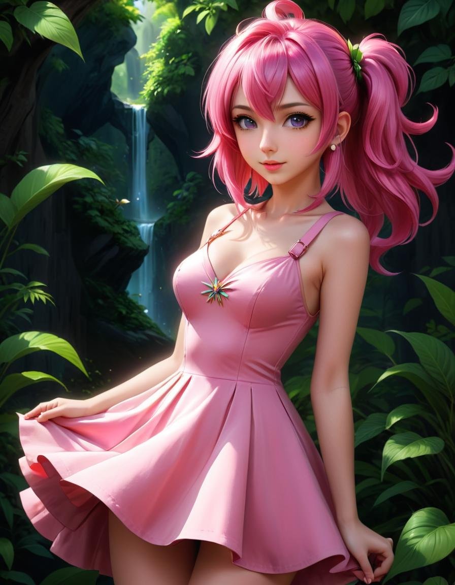 anime artwork <lora:SaFFe-Anim-LycorsFF:1> a girl with pink hair and pink dress, render of a cute 3d anime girl, photorealistic anime girl render, gorgeous digital painting, sultry digital painting, beautiful digital painting, soft digital painting, in style of ultra realistic, in stunning digital paint, realistic cute girl painting, epic 3 d abstract emo girl, stunning 3d render of a fairy, stunning digital painting . anime style, key visual, vibrant, studio anime,  highly detailed