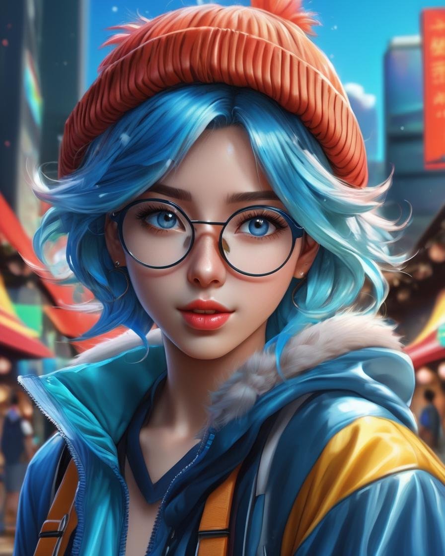 anime artwork <lora:SaFFe-Anim-LycorsFF:1> a woman with blue hair and glasses, in style of ultra realistic, digital art. photo realistic, a portrait of a blue eye girl, colorful hyperrealism, realistic anime 3 d style, portrait of ultra realistic, very realistic digital art, photorealistic digital painting, ultra realistic 3d illustration, realistic digital illustration, vivid detailed realistic, rendering of close up portrait . anime style, key visual, vibrant, studio anime,  highly detailed