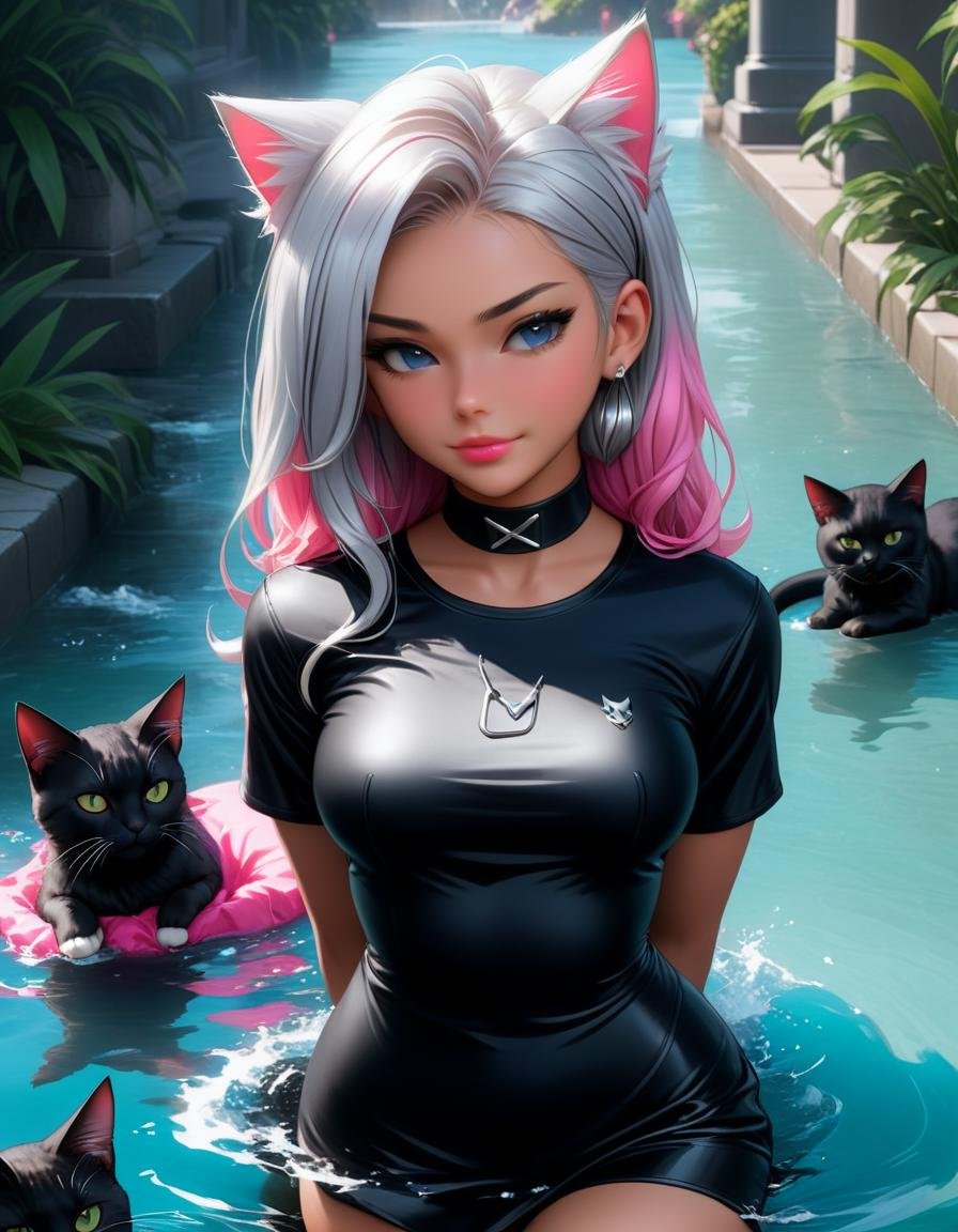 anime artwork <lora:FFelf-LiFFe-FFusion-LoRA-FA-TX10_v2:1> Hyperrealistic art <lora:FF-Safe-Anim-v3-LycorisFF:1> digital art of an elegant, cyborg - girl with silver hair, 3d render of catwoman, a girl with pink hair and black outfit, wearing a tee shirt and combats, a woman in a red dress laying in water, wearing military outfit, huge wings growing out of arms, purple and black clothes, woman made of black flames, a girl in a black dress with white hair and a cat, semirealistic anime style . Extremely high-resolution details, photographic, realism pushed to extreme, fine texture, incredibly lifelike . anime style, key visual, vibrant, studio anime,  highly detailed