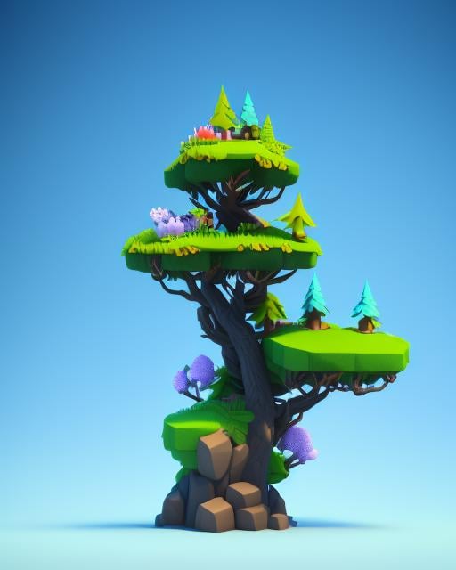 quality a background, poly art, in render, animal, 3d sky, trees no humans, outdoors, the with bird, grass as 3 scenery, on stylized waterfall blue low isometric high island d tree, rock, stylized, and voxel render, tree, bird, no humans, scenery