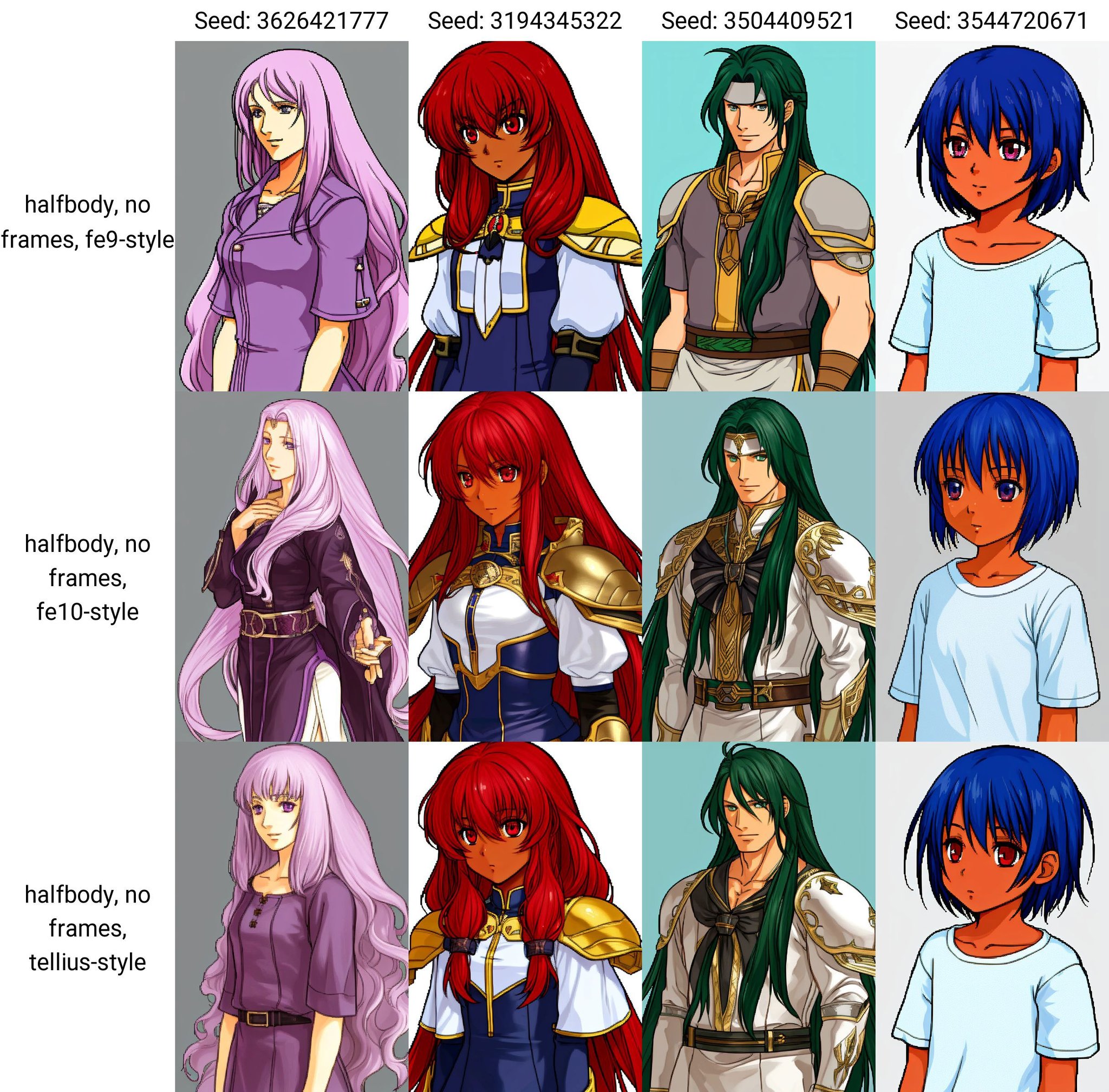 <lora:FESprite FE9-10-Style Macross:0.8>, solo focus, (halfbody, no frames, fe9-style:1.1), simple background, caucasian, 1girl, mature woman, Duster, Light Purple Hair, Absurdly Long Hair