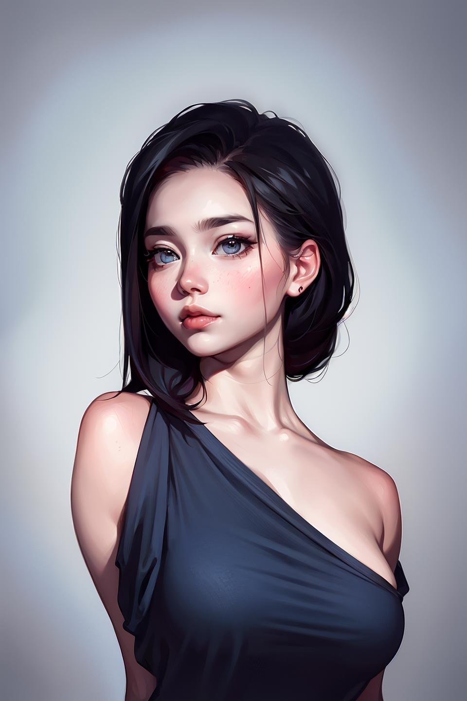 masterpiece, Simple and Clean, charming Hana, feeling melancholy, <lora:SashaKhmel-10:0.8>, realistic photo modelshoot style, (detailed face),