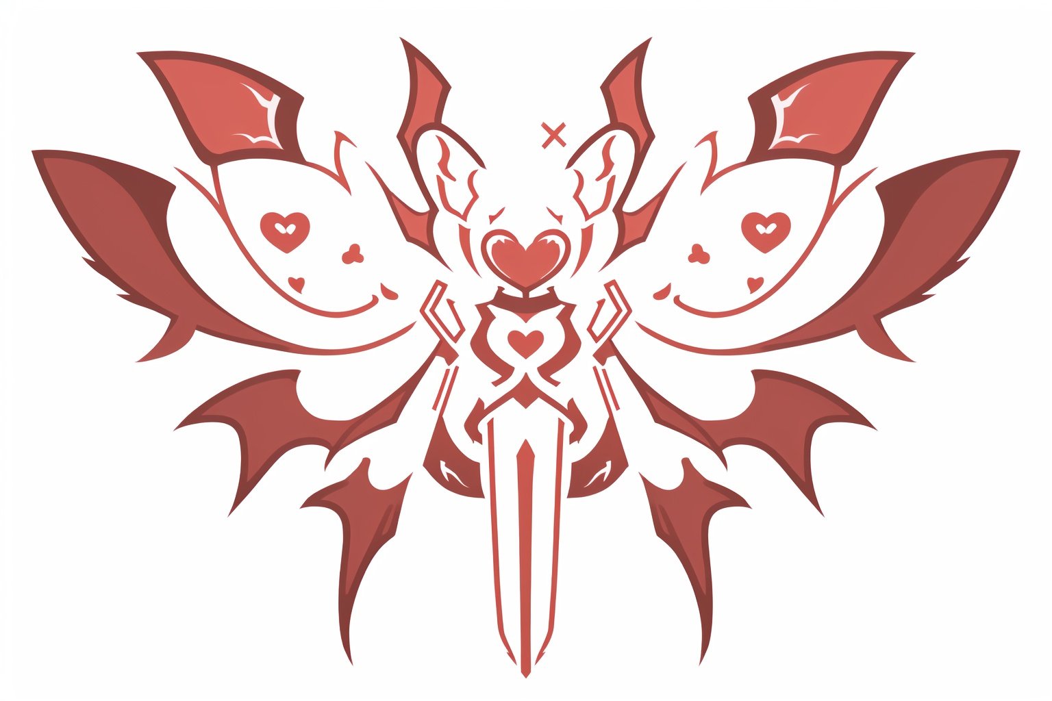 yinwen,red,(wings:1.3),wing,red heart,feather,<lora:淫纹yinwen, no humans:0.8>,