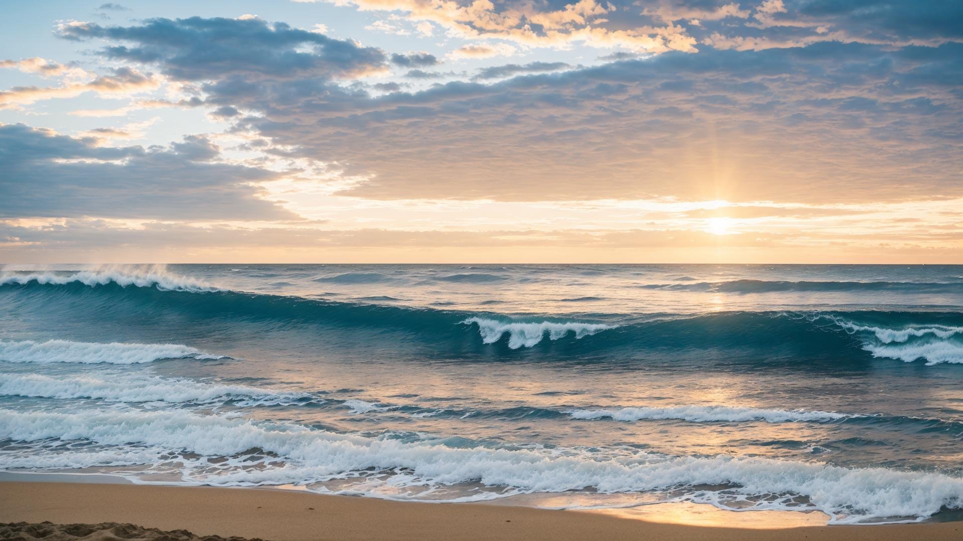 outdoors, sky, cloud, water, no humans, ocean, beach, sunlight, scenery, sunset, sand, sun, horizon, waves, shore