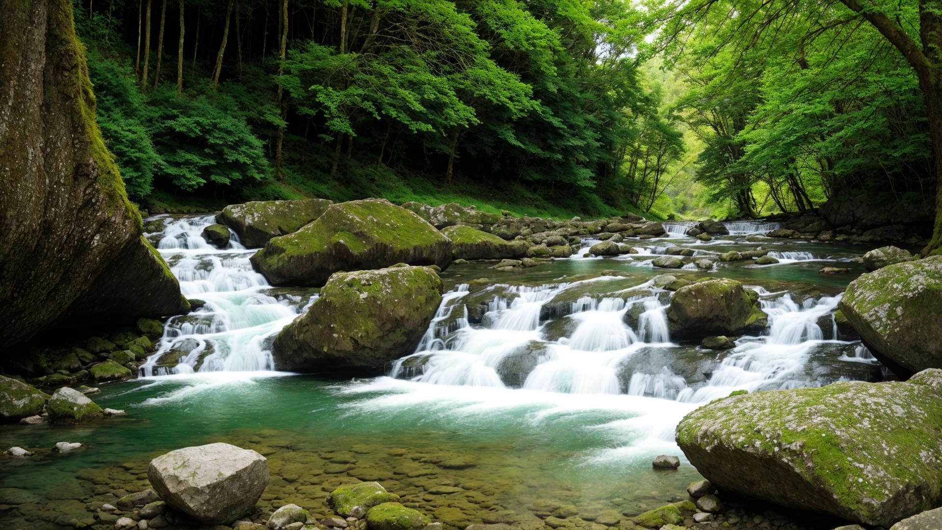 outdoors, day, water, tree, no humans, sunlight, grass, plant, nature, scenery, forest, rock, river, waterfall, landscape, stream