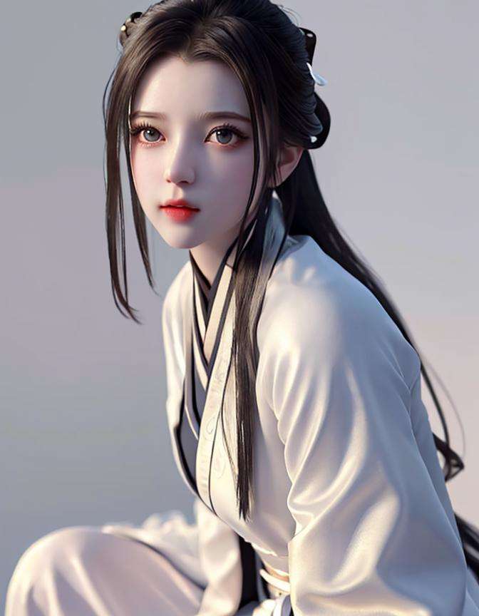 solo,((photo realistic,realistic shadows,)),((ultra-detailed)),extremely detailed cg 8k wallpaper,extremely delicate and beautiful,overexposure,highly detailed,cinematic lighting,cinematic highlight hair,(best quality),((masterpiece)),1girl,black eyes,black hair,sitting,luxueqi,simple background,white background,hanfu,<lora:luxueq23-000006:0.7>,upper_body,