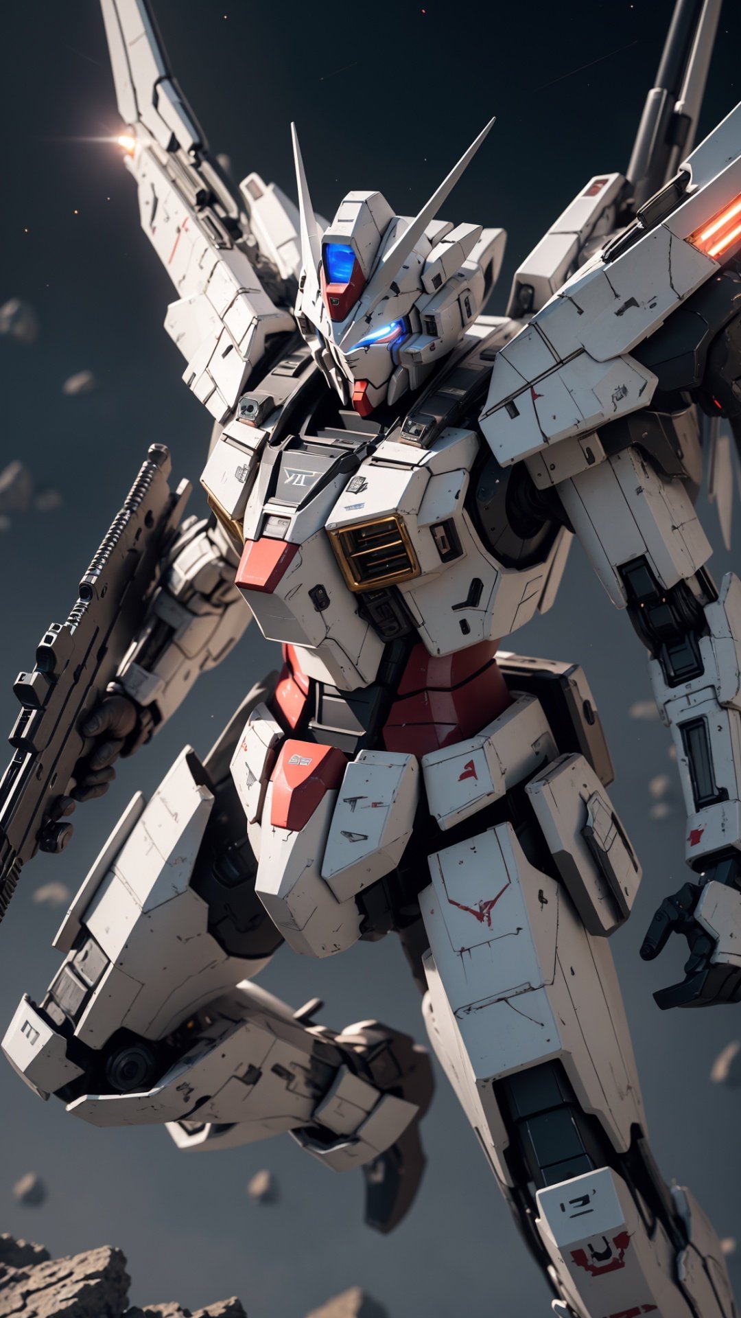 Hyperrealistic art BJ_Gundam,solo,holding,weapon,sword,holding_weapon,gun,no_humans,glowing,holding_sword,robot,holding_gun,mecha,glowing_eyes,flying,science_fiction,space,v-fin,energy_gun,mobile_suit,beam_rifle,cinematic lighting,strong contrast,high level of detail,Best quality,masterpiece,White background,. Extremely high-resolution details,photographic,realism pushed to extreme,fine texture,incredibly lifelike,<lora:Gundam_Mecha_v5.2:0.7>,. Extremely high-resolution details,photographic,realism pushed to extreme,fine texture,incredibly lifelike,