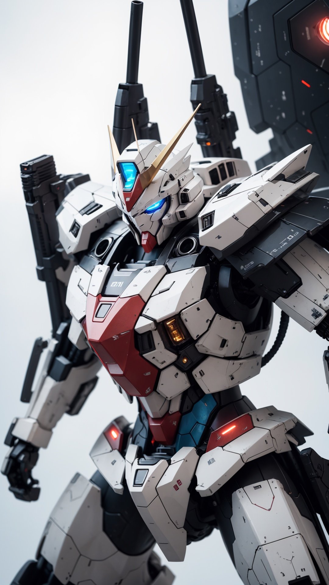 Hyperrealistic art BJ_Gundam,solo,blue_eyes,holding,weapon,holding_weapon,gun,no_humans,glowing,robot,holding_gun,mecha,flying,science_fiction,cinematic lighting,strong contrast,high level of detail,Best quality,masterpiece,White background,. Extremely high-resolution details,photographic,realism pushed to extreme,fine texture,incredibly lifelike,<lora:Gundam_Mecha_v5.2:0.6>, . Extremely high-resolution details, photographic, realism pushed to extreme, fine texture, incredibly lifelike