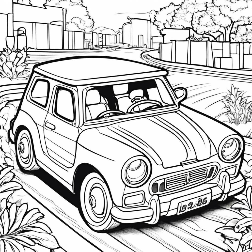 A car toy, small car toy, ColoringBookAF,  <lora:ColoringBook:1>