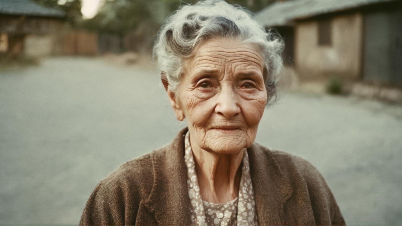 AnalogRedmAF,Vintage Photograph, Elderly Woman Portrait, Analog Film, Wearing Time-worn Clothes, 1950s, Soft Lighting, Wrinkled Skin Texture, Simple Background, Rule of Thirds Composition, Visible Grain, Shallow Focus, Amelia Earhar, <lora:AnalogRedmond-AnalogRedmAF-Repet5-100-NewMulti-DIM128-SNR4:1>