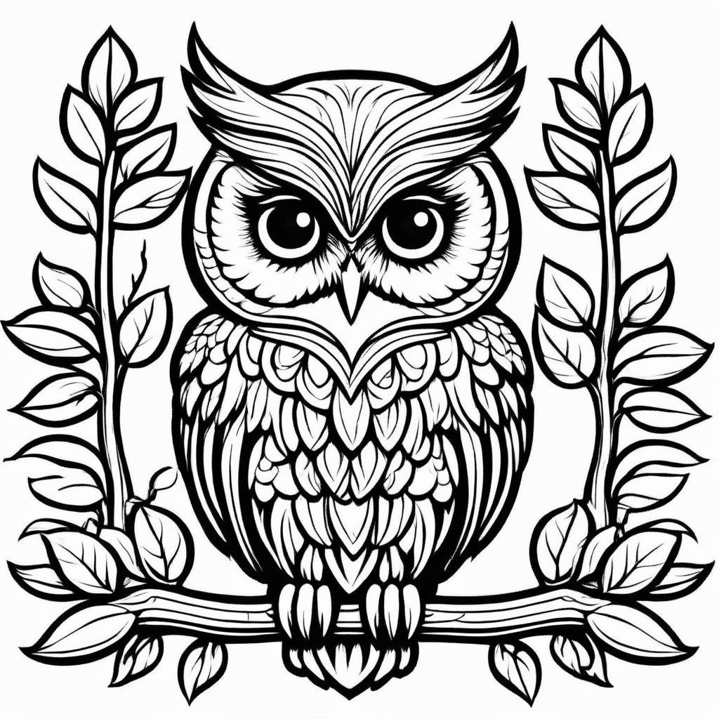 A cute owl, ,Coloring Book, ColoringBookAF, <lora:ColoringBookRedmond-ColoringBook-ColoringBookAF:1>