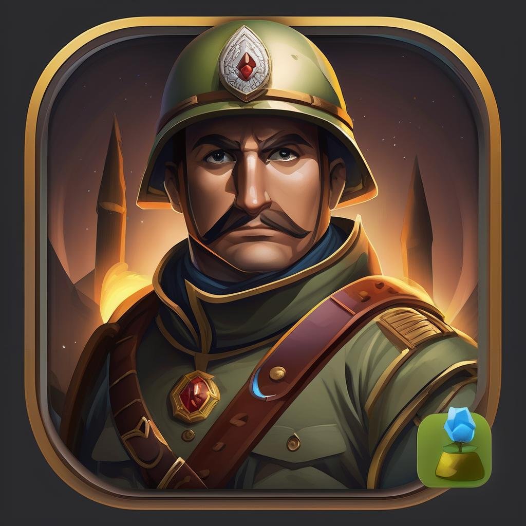 A soldier, portrait game, no gun, fantasy art, epic scene, highly detailed, ios icon app, dribbble, icredm<lora:IconsXLRedm:0.8>