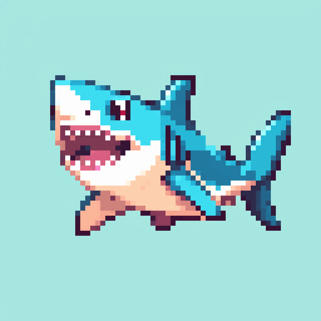 A baby shark,  pixel art, PixArFK, <lora:PixelArtRedmond-Lite64:1>