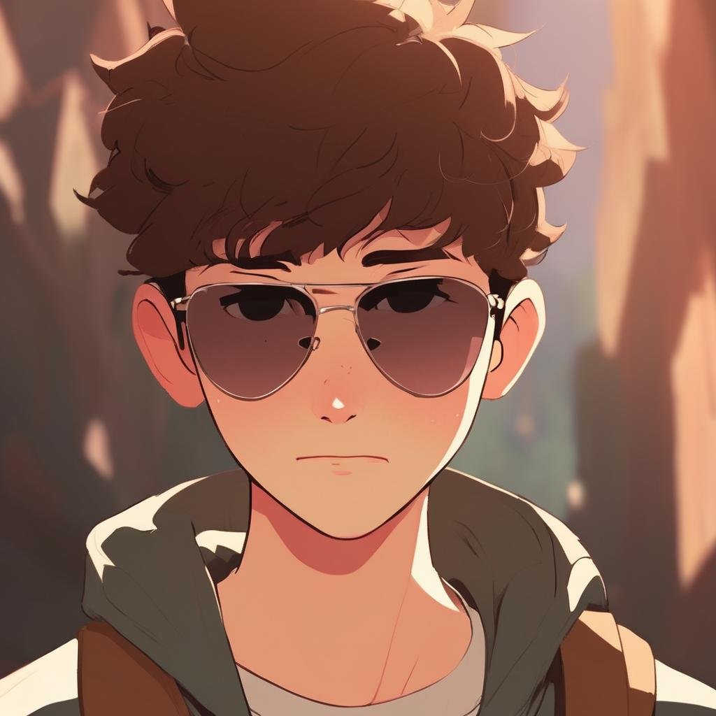 A boy wearing sunglasses,,Cute Cartoon,CuteCartoonAF,<lora:CuteCartoonRedmond-CuteCartoon-CuteCartoonAF:1>