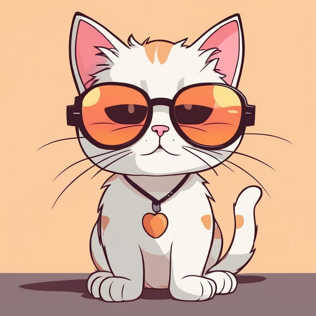 A cat wearing sunglasses,Cute Cartoon,CuteCartoonAF,<lora:CuteCartoonRedmond-CuteCartoon-CuteCartoonAF:1>