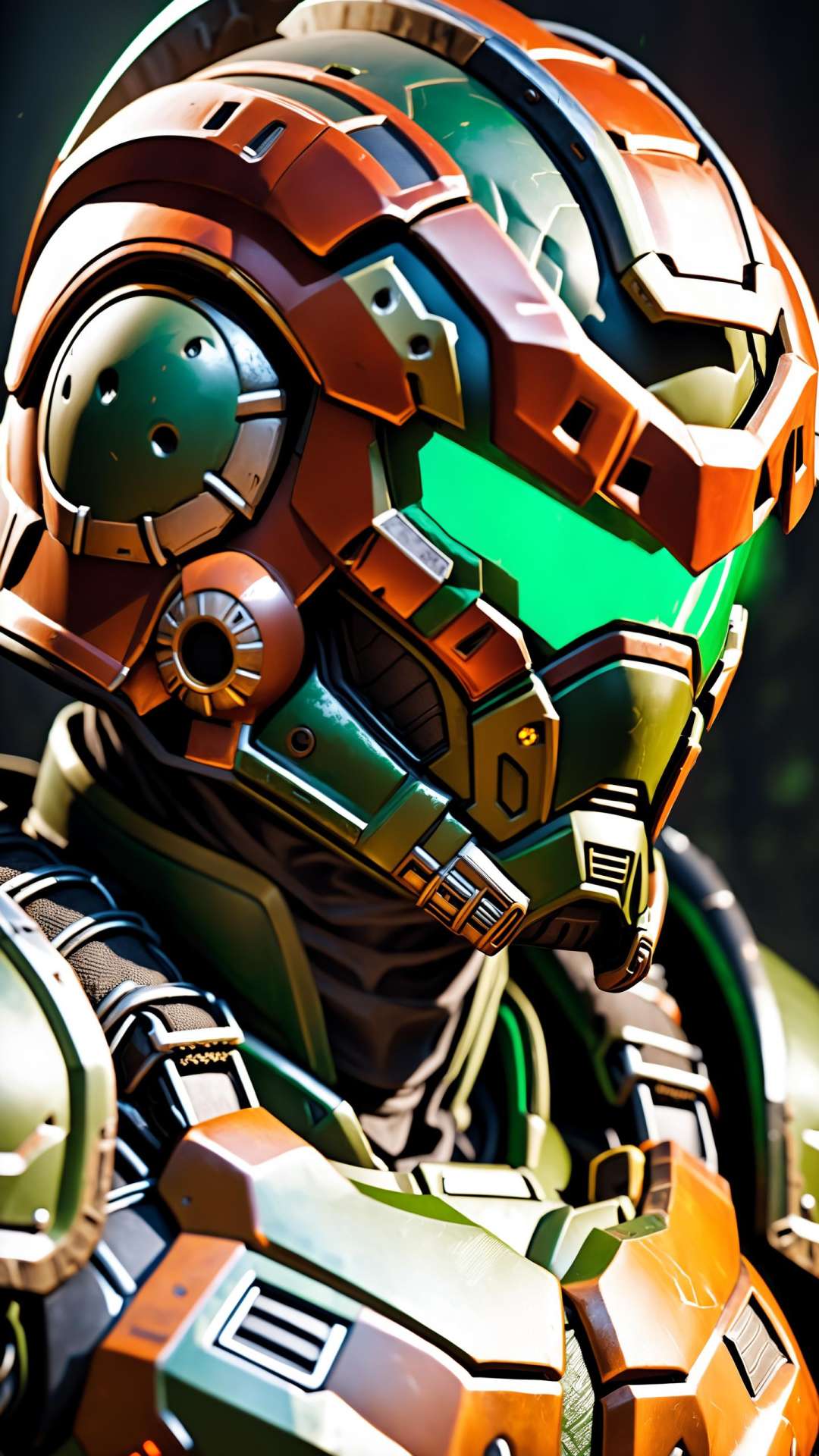 extreme close up on the helmet of the doom slayer, broken doom slayer helmet, photorealistic, doom slayer, doom eternal, raging face of the doom slayer