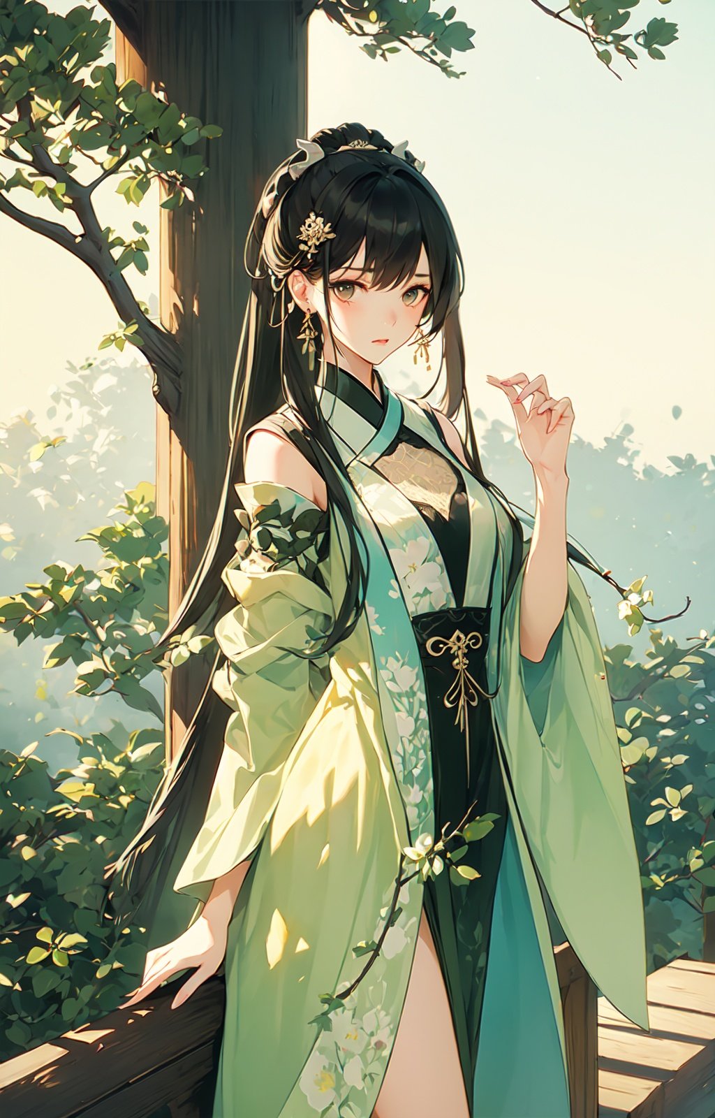 1girl,hanfu,tree 