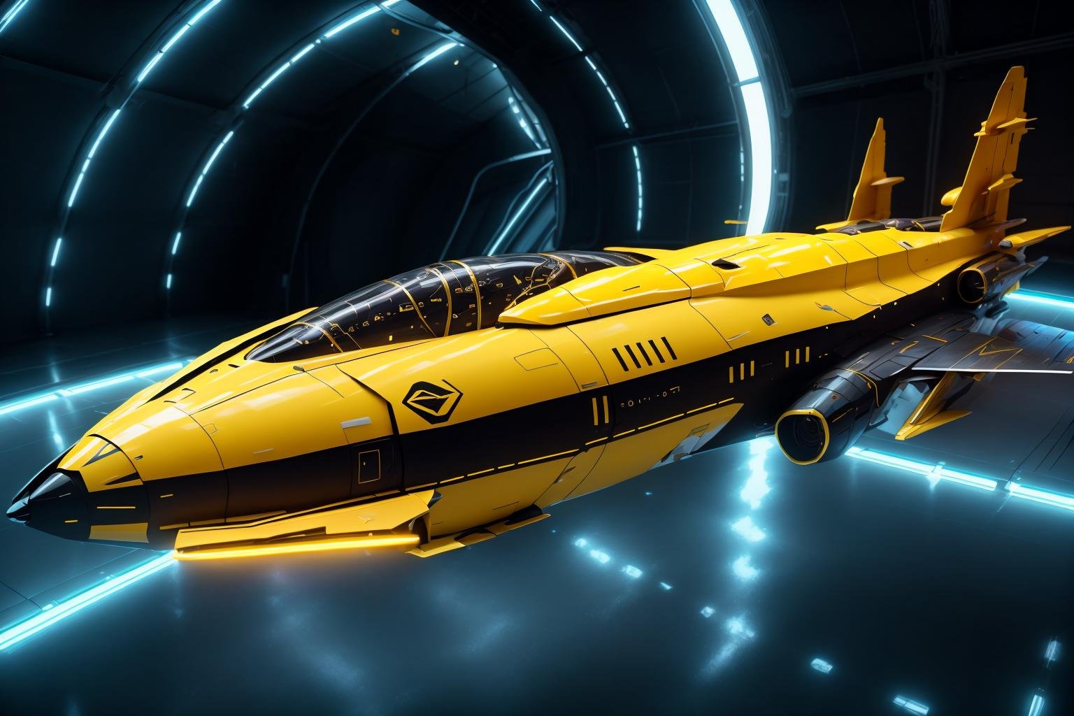 <lora:zxrspc_v3:1> Lemon Yellow zxrspc, masterpiece, best cinematic quality, photorealistic highly detailed 8k raw photo, volumetric lighting, volumetric shadows, reflective fuselage, A journey through a wormhole, traveling through space and time to unknown realms