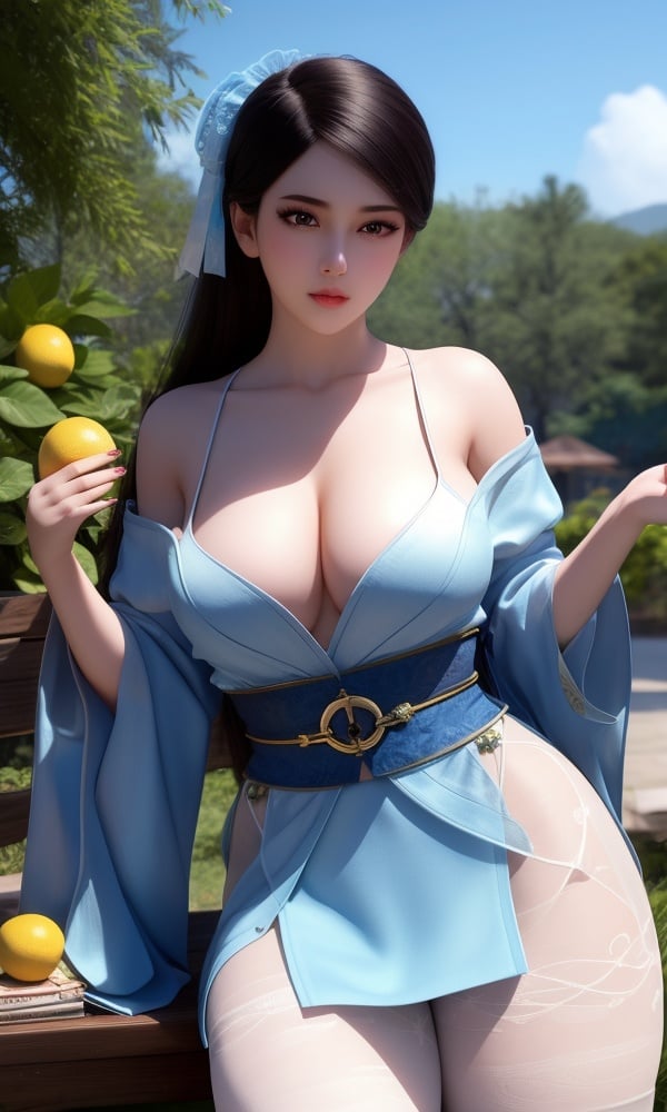 (,1girl, ,best quality, )<lora:DA_寒千落-墓王之王:0.8>,, ,masterpiece, fantasy, realistic,science fiction,mole, ultra realistic 8k cg, ,tamari \(flawless\),  medium breasts  , lemon blossoms,  (()), (), ,ribbon,pantyhose,