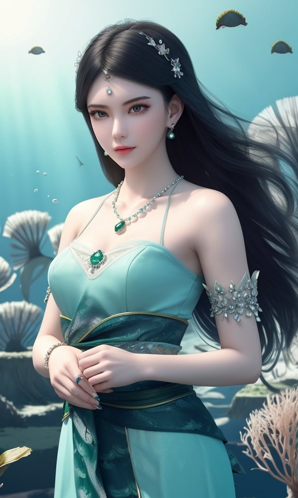 (,1girl, ,best quality, )<lora:DA_寒千落-墓王之王:0.6>,, ,masterpiece, ((((, solo, medium breasts, ,solo focus, seaweed,underwater, )))) ,ultra realistic 8k cg, flawless, clean, masterpiece, professional artwork, famous artwork, cinematic lighting, cinematic bloom, perfect face, beautiful face, fantasy, dreamlike, unreal, science fiction, luxury, jewelry, diamond, gold, pearl, gem, sapphire, ruby, emerald, intricate detail, delicate pattern, charming, alluring, seductive, erotic, enchanting, hair ornament, necklace, earrings, bracelet, armlet,halo,