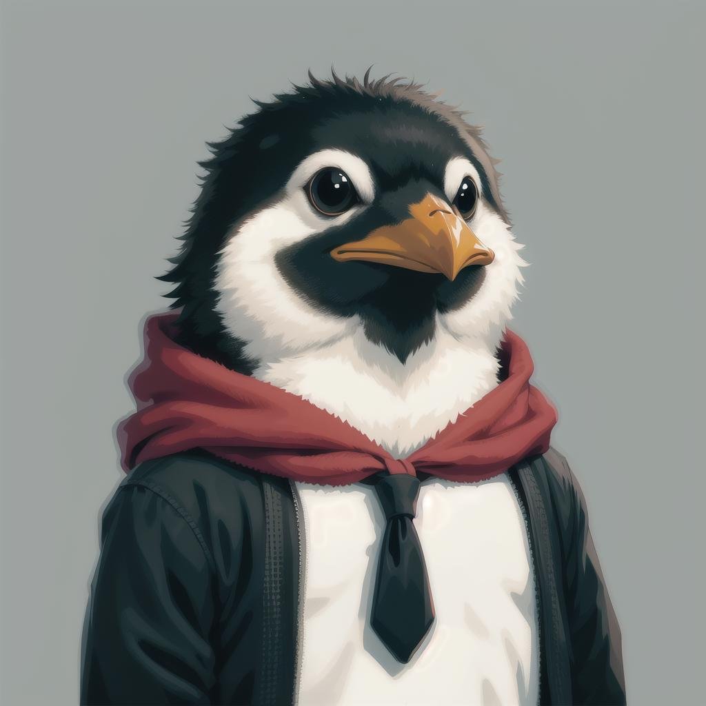 anthropomorphic penguin, solo, (simple background:1.3), upper body, best quality, masterpiece,  <lora:Anthro_Tanktops-08:0.6>