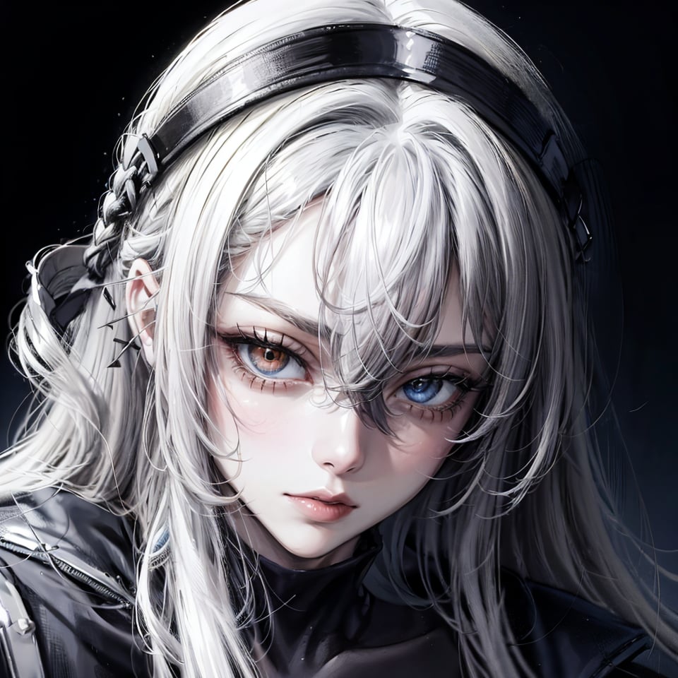 1girl, AgoonGirl, High detailed, , (xx)1girl, masterpiece, best quality, 8K, highres, absurdres:1.2, masterpiece, best quality, ultra-detailed, illustration,1 girl,SharpEyess, 1girl,portrait,from above,white hair,red eyes,heterochromia
,AgoonGirl,