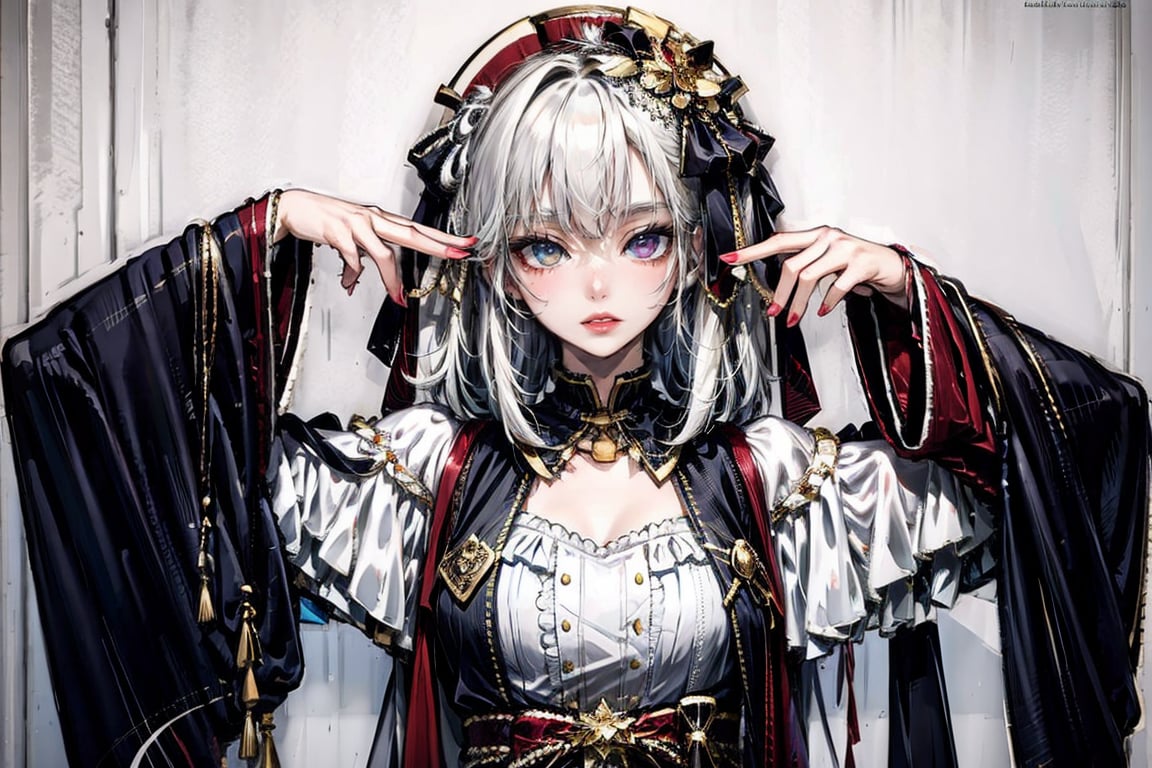 1girl, AgoonGirl, High detailed, , (xx)1girl, masterpiece, best quality, 8K, highres, absurdres:1.2, masterpiece, best quality, ultra-detailed, illustration,1 girl,SharpEyess, 1girl,portrait,from above,white hair,red eyes,heterochromia
,AgoonGirl,,(xx),ZGirl,hanfulolita