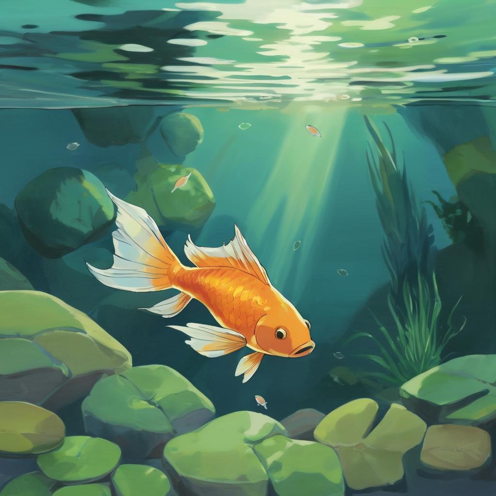 A fish inside a water, StdGBRedmAF <lora:StudioGhibliRedmond-StdGBRedmAF:1>