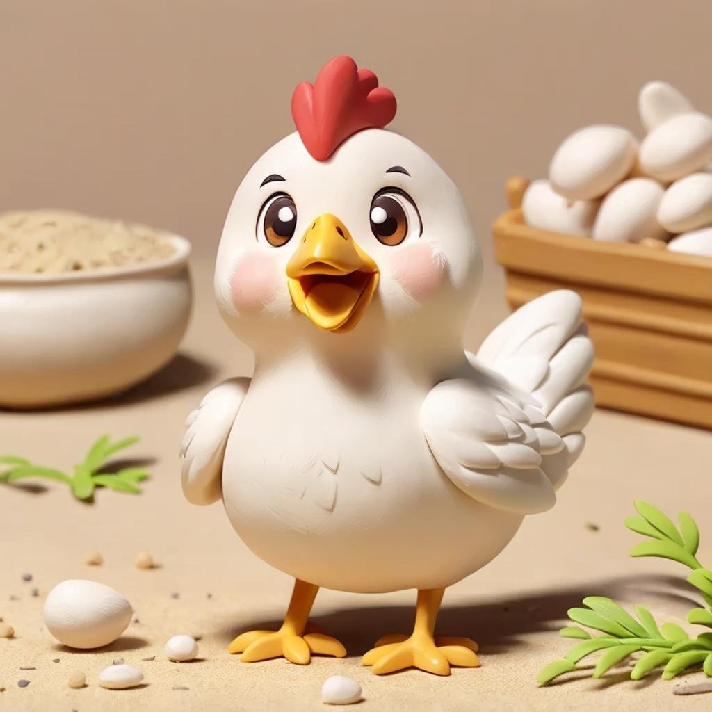 A cute chicken,Clay Animation, Clay, <lora:ClayAnimationPash:1>