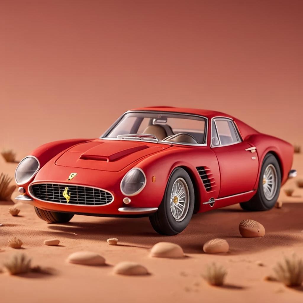 A red ferrari, detailed,(((Clay Animation, Clay, <lora:ClayAnimationPash:1>)))