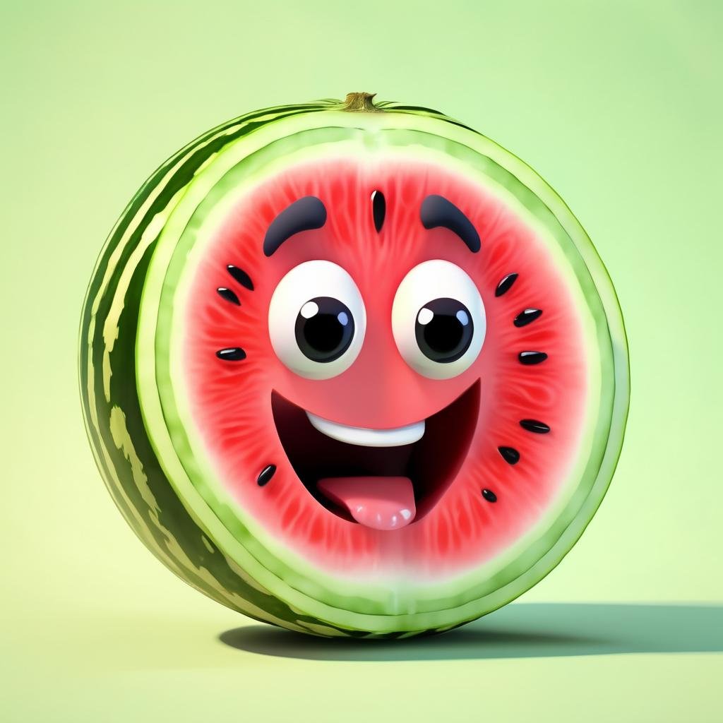 Yawning Watermelon, Sleepy Expression, Fresh Green Palette, Juicy Texture,, CtFruitsRedmAF, <lora:CtFruitsRedmAF:1>