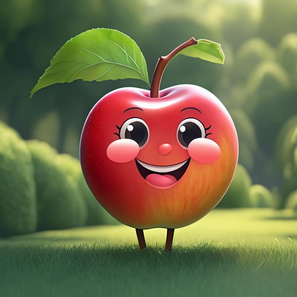 A cute smiling apple, CtFruitsRedmAF, <lora:CtFruitsRedmAF:1>