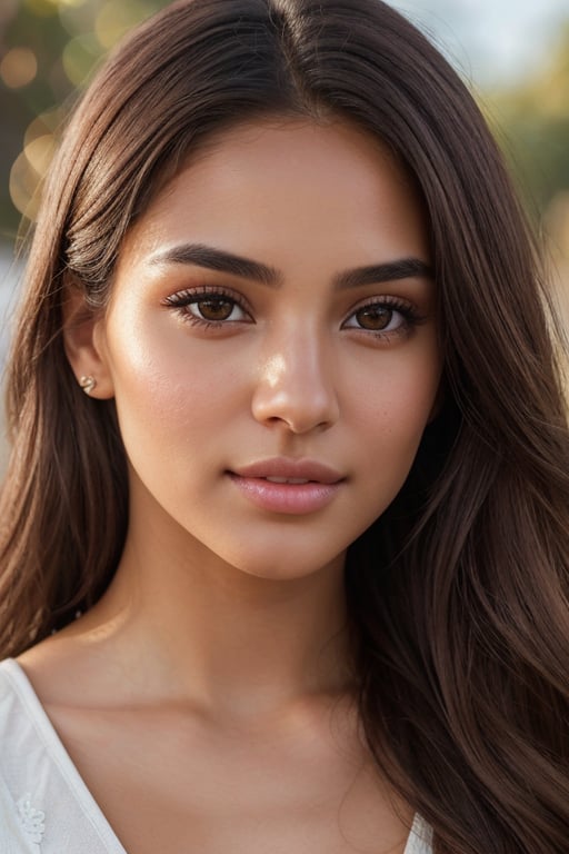 1Girl,  standing,  posing to the camera,  whole shape girl 30 year old,  with closed natural mouth,  bright gloss on the lips,  serious mood,  no makeup,  look like Kailyn Perez,  Miss Pennsylvania 2019,  USA,  real life,  looking in the direction of the camera,  little hill of venus,  perfect photo realistic picture,  detailed fingers,  detailed realistic face with perfect shorter snub nose,  attractive girl,  perfect detailed tanned dark auburn colored skin,  small eyes hazel color,  perfect detailed face with realistic complexion and skin with small pores,  no eyes lids errors,  human perfect eyes lids,  symmetric detailed eyes,  symmetric detailed eyeballs,  photo-model,  perfect body natural posture,  natural limbs,  long legs,  seductive gaze,  long hairstyle,  two arms,  two legs,  one head,  sunny day,  realistic shadows,  mystical lighting,  16K,  UHD,  body facing the viewer,  showing to viewer,  beautiful sweet belly,  little seduce,  (real shadows),  cinematics light,  nice fingers,  real human nails,  RAW
